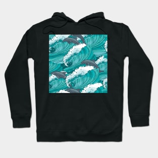 Sea Waves and Dolphins | Urban Finery Hoodie